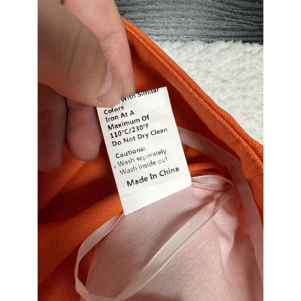 Commense Pleated Wide Leg Flare Linen Cotton Pants Orange - XL - 32x29 - Read - Picture 9 of 15